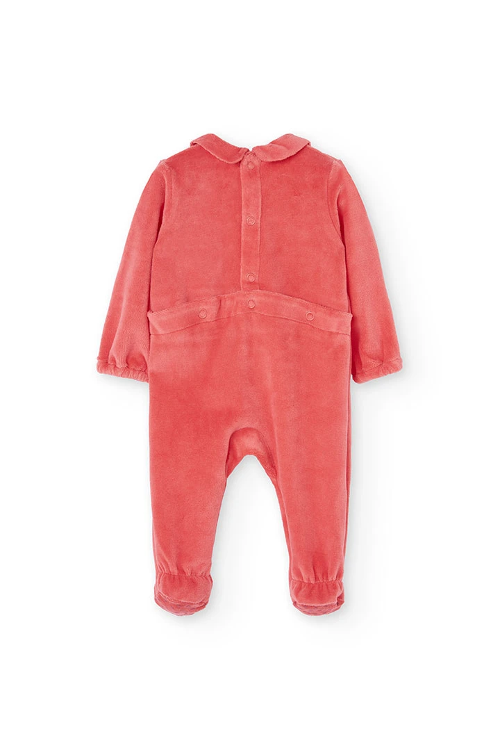 Knit baby romper in pink