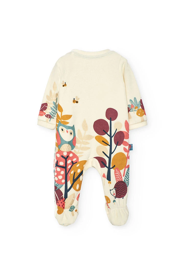White knitted baby sleepsuit with animals