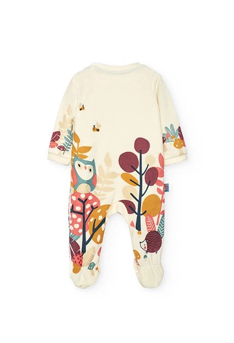 Grenouillère en tricot blanche avec des animaux pour bébé