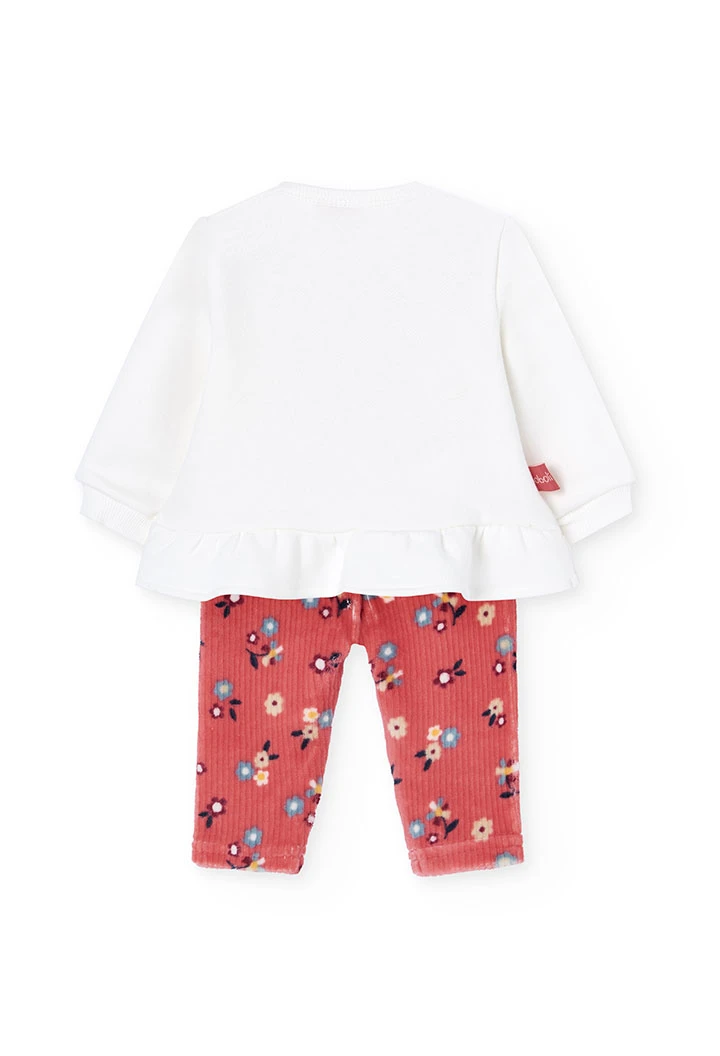 Weißes Strickset für Babys mit Blumen