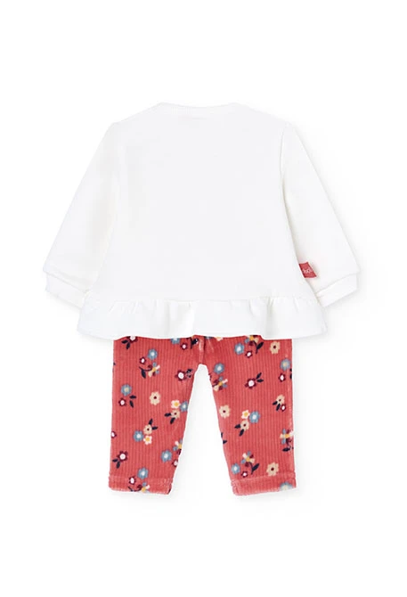 Completo neonato in maglia bianca con fiori