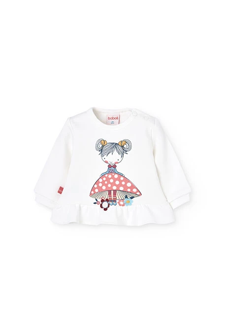 White knit baby set with flowers