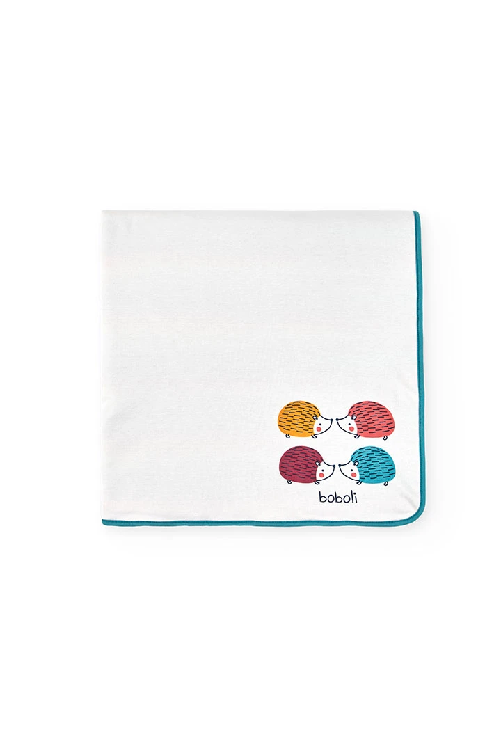 Velvet striped baby blanket with animals