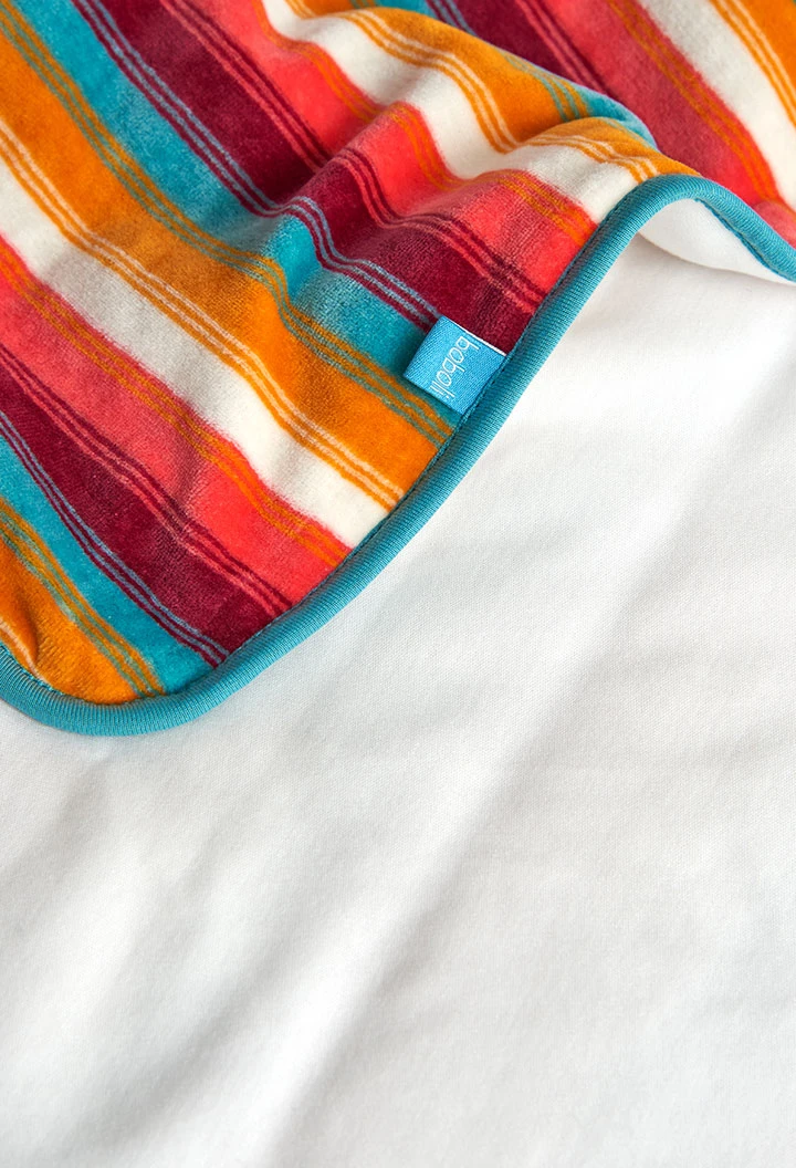 Velvet striped baby blanket with animals