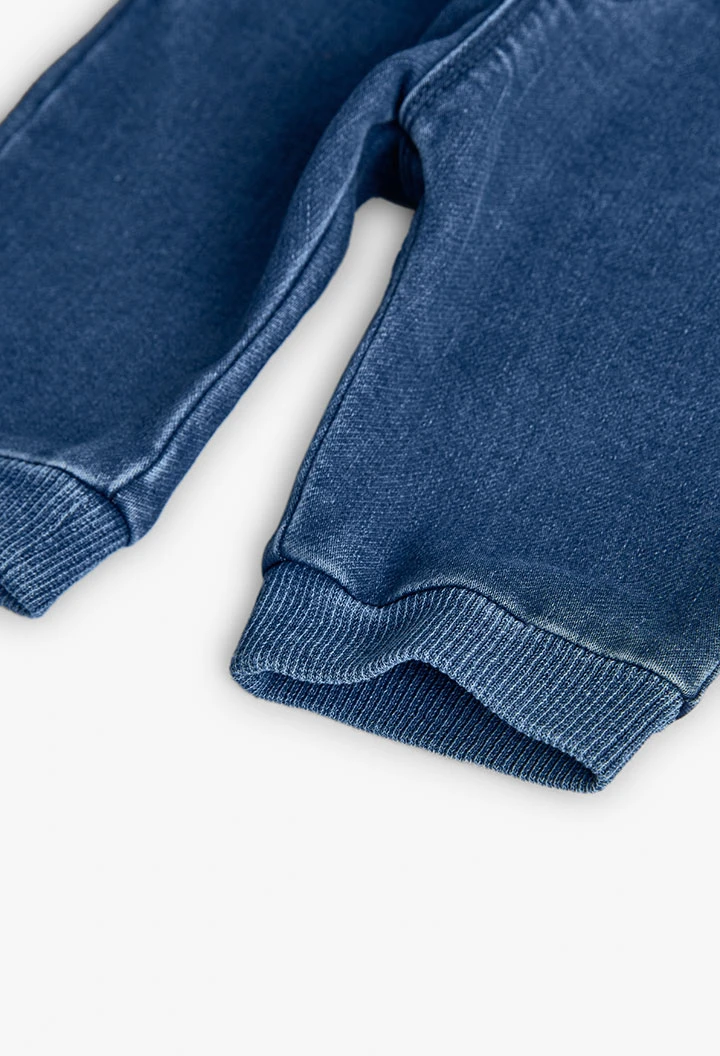 Pantaloni per neonato in maglia blu