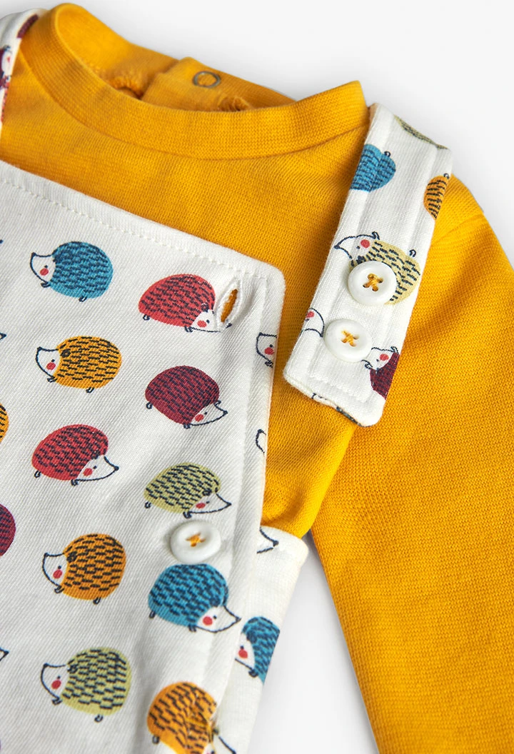 Yellow baby outfit with animals
