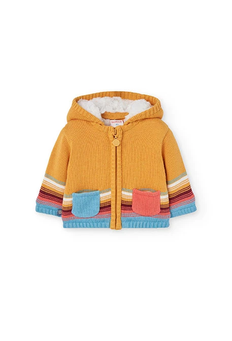 Yellow baby jacket with stripes