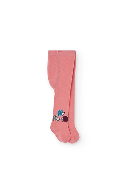 Pink knitted baby leotard with animals