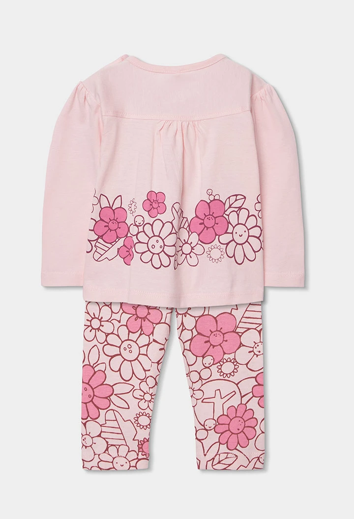 Pink cotton knit baby outfit