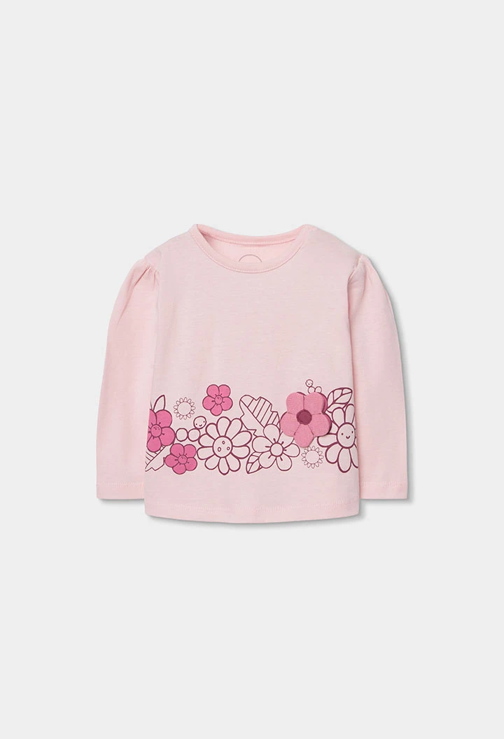 Pink cotton knit baby outfit