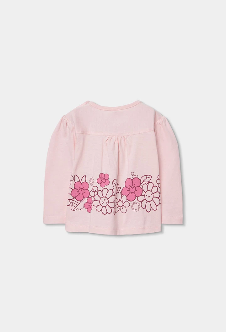 Conjunto bebé malha algodão rosa