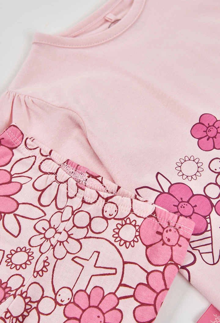 Pink cotton knit baby outfit