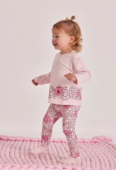 Ensemble bébé tricot coton rose