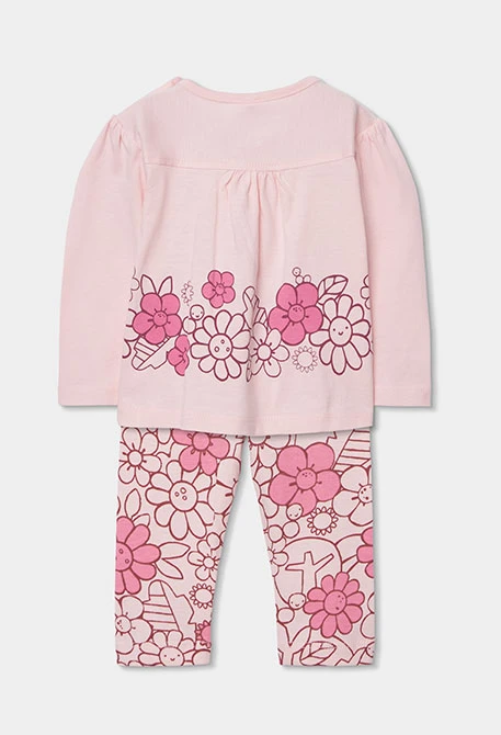 Babyset aus rosa Baumwollstrick