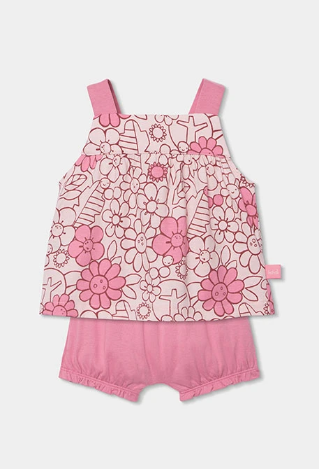 Conjunto punto estampado flores