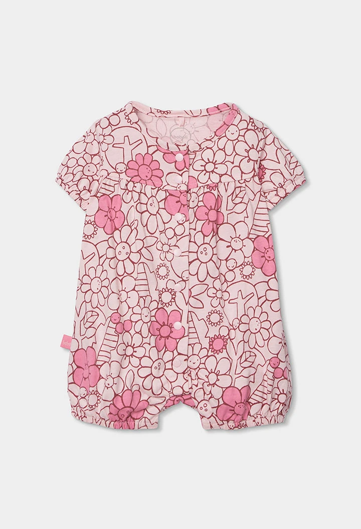 Baby cotton floral print sleepsuit