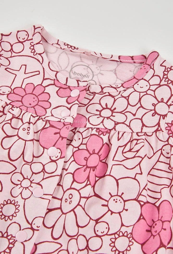 Baby cotton floral print sleepsuit