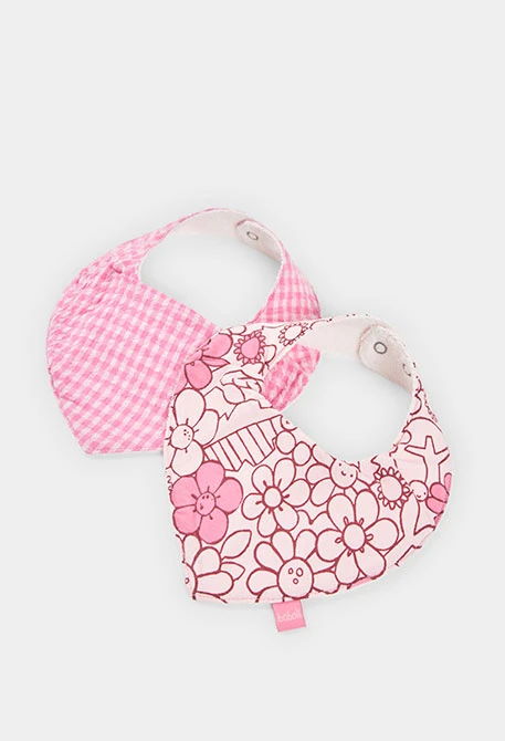 Pack de 2 bavoirs bébé en coton imprimé