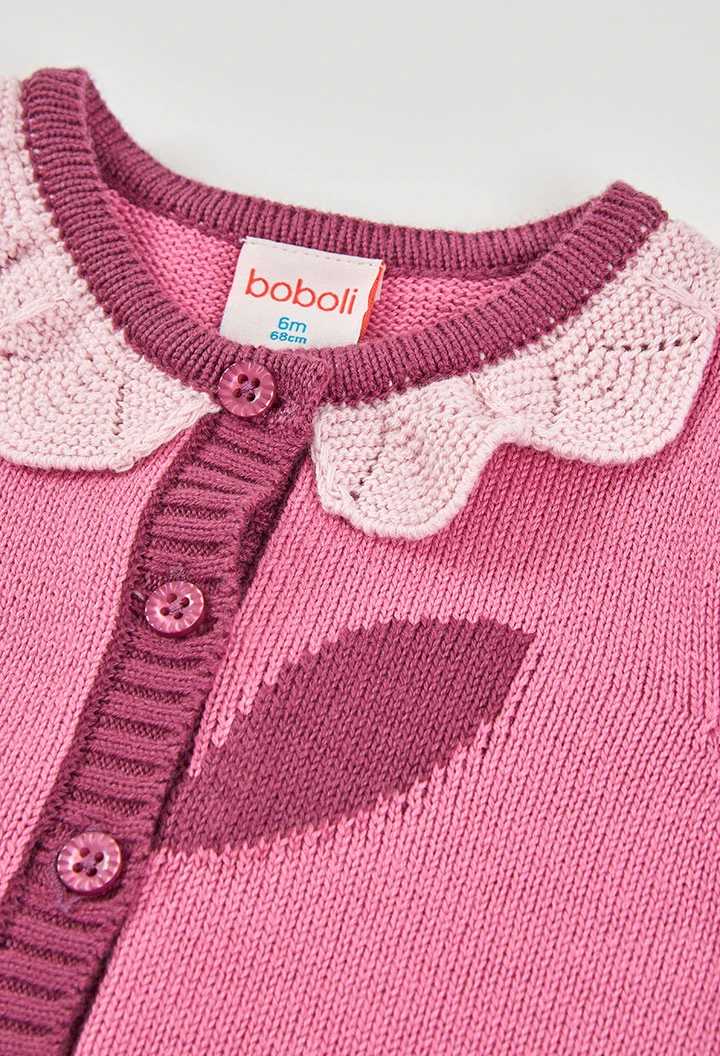 Casaco bebé malha rosa