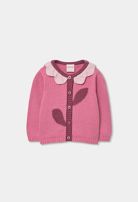 Veste bébé tricot rose