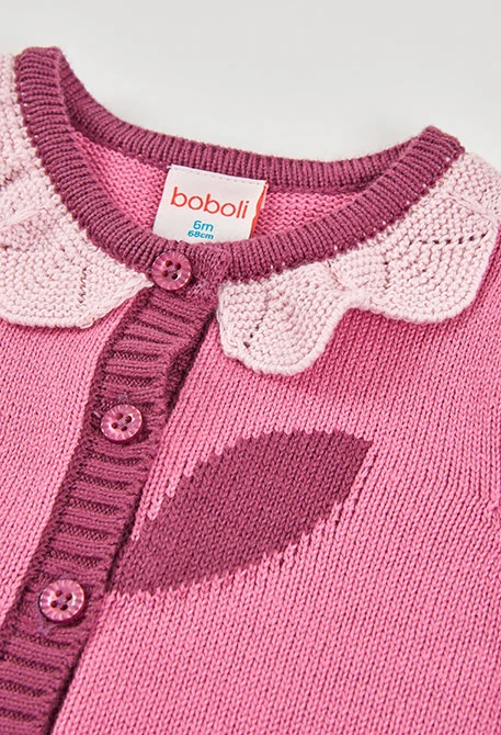 Chaqueta bebé punto rosa
