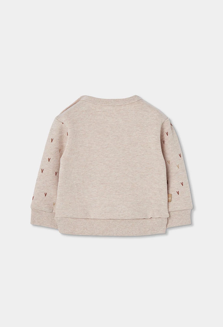 Ensemble maille bébé fille beige broderie lapin