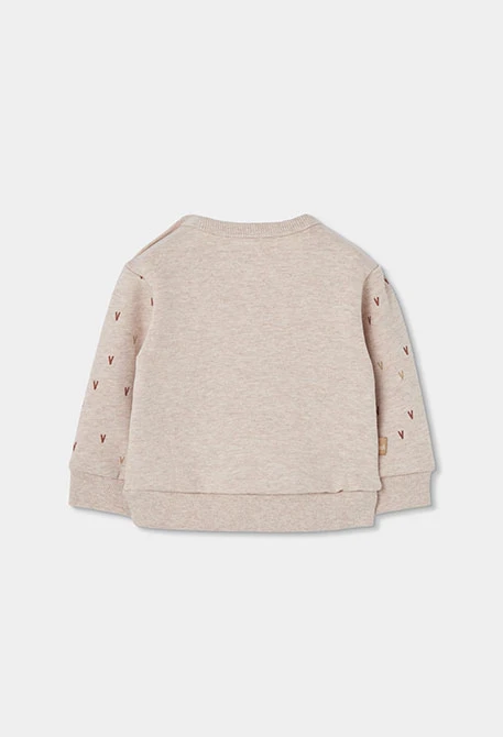Ensemble maille bébé fille beige broderie lapin