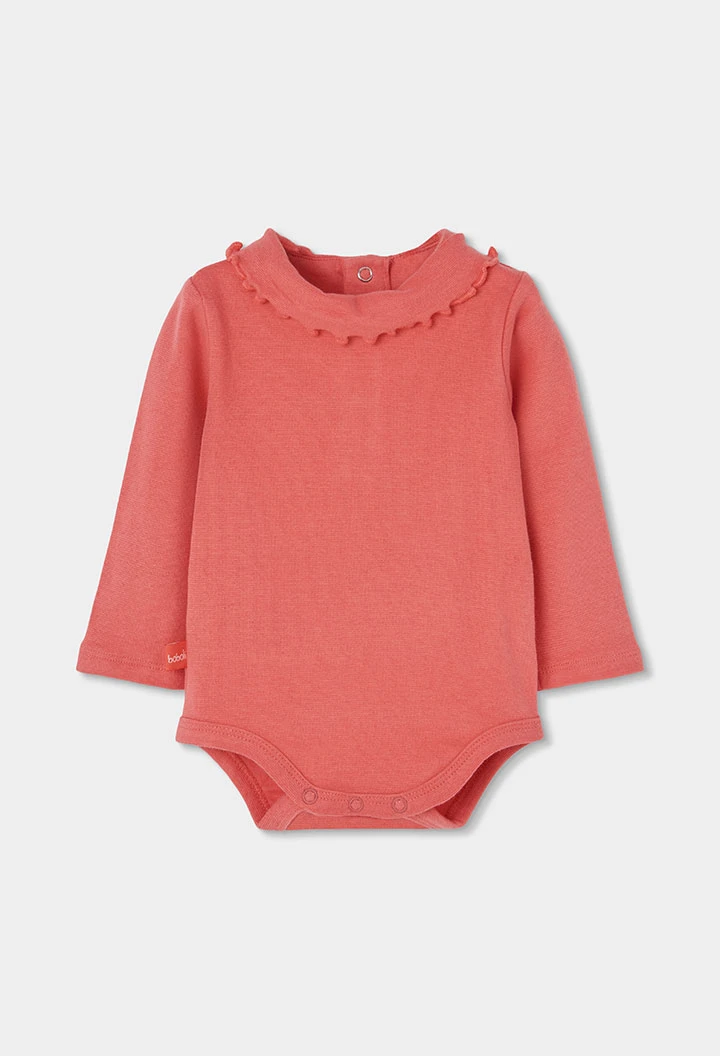 Conjunto em malha denim bebé menina vermelho bordado de urso