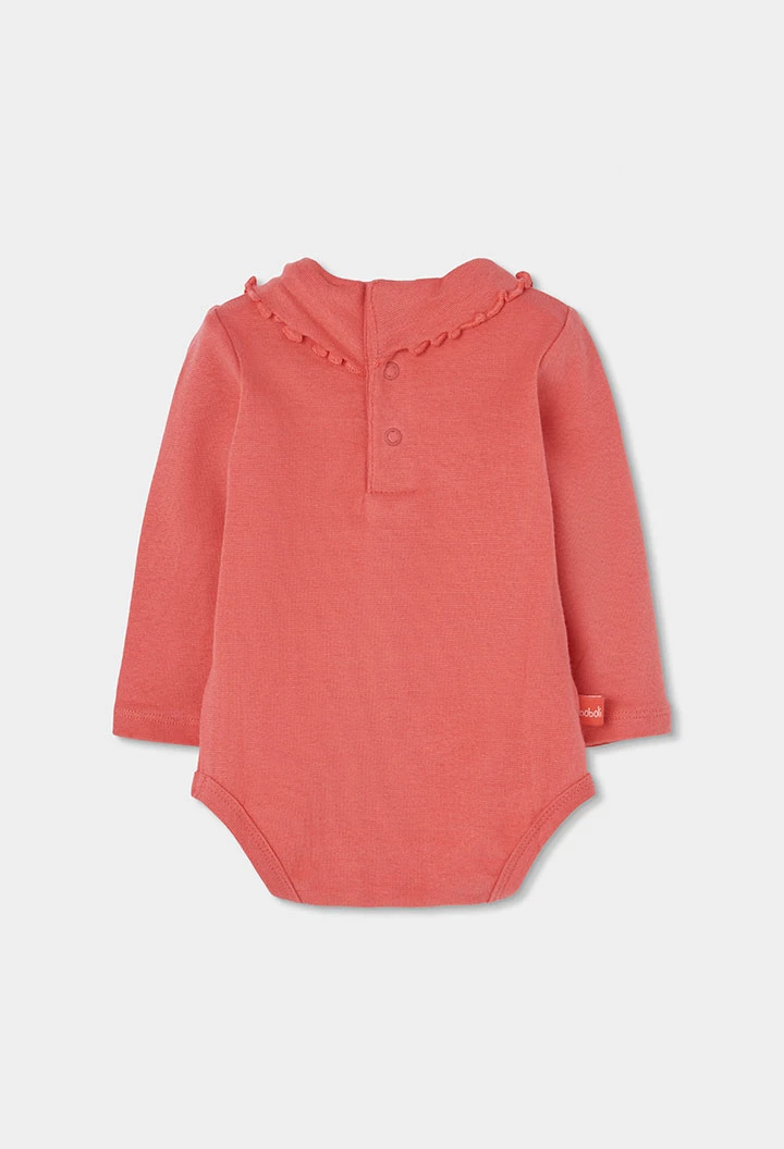 Conjunto em malha denim bebé menina vermelho bordado de urso