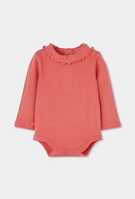 Ensemble maille denim bébé fille rouge broderie ours