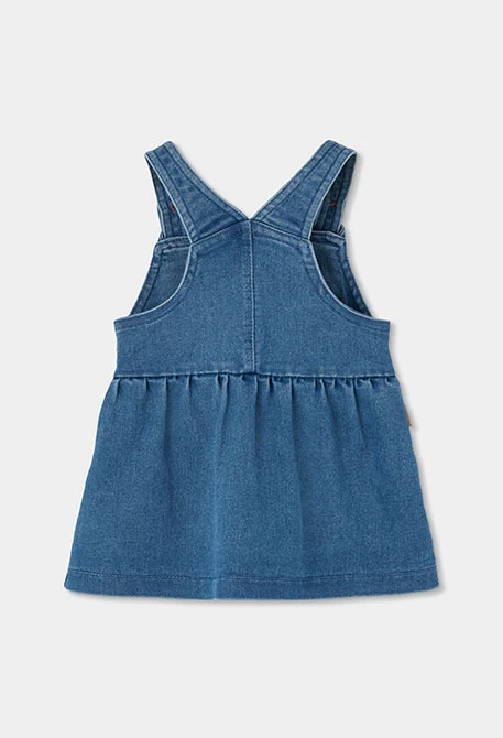 Ensemble maille denim bébé fille rouge broderie ours