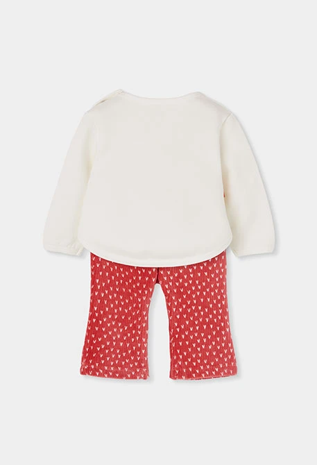Ensemble maille bébé fille blanc imprimé forêt