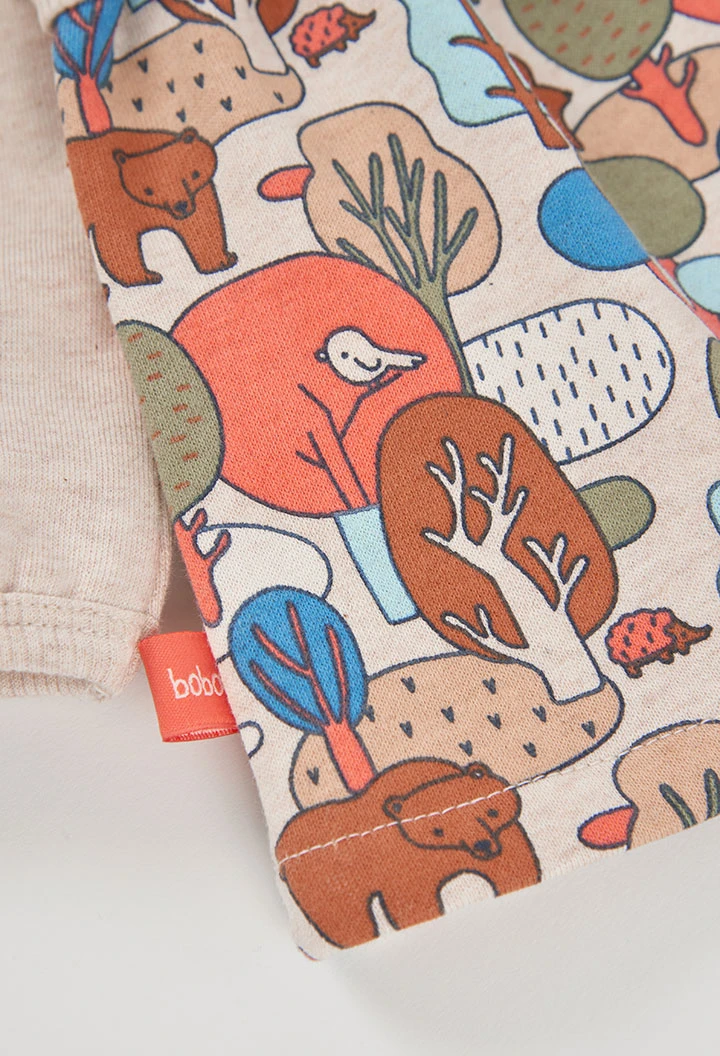 Robe molleton beige imprimé forêt bébé