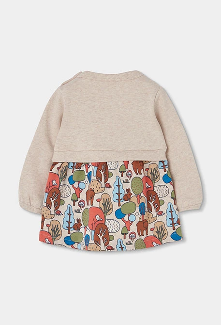 Robe molleton beige imprimé forêt bébé