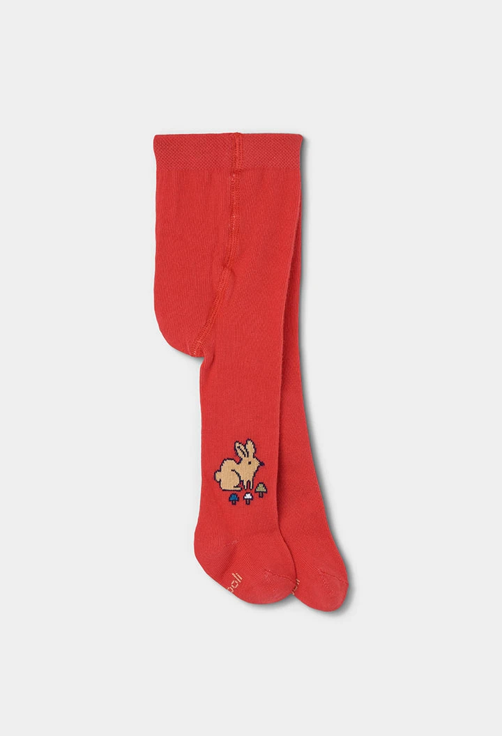 Leotard rosso neonato con stampa coniglio
