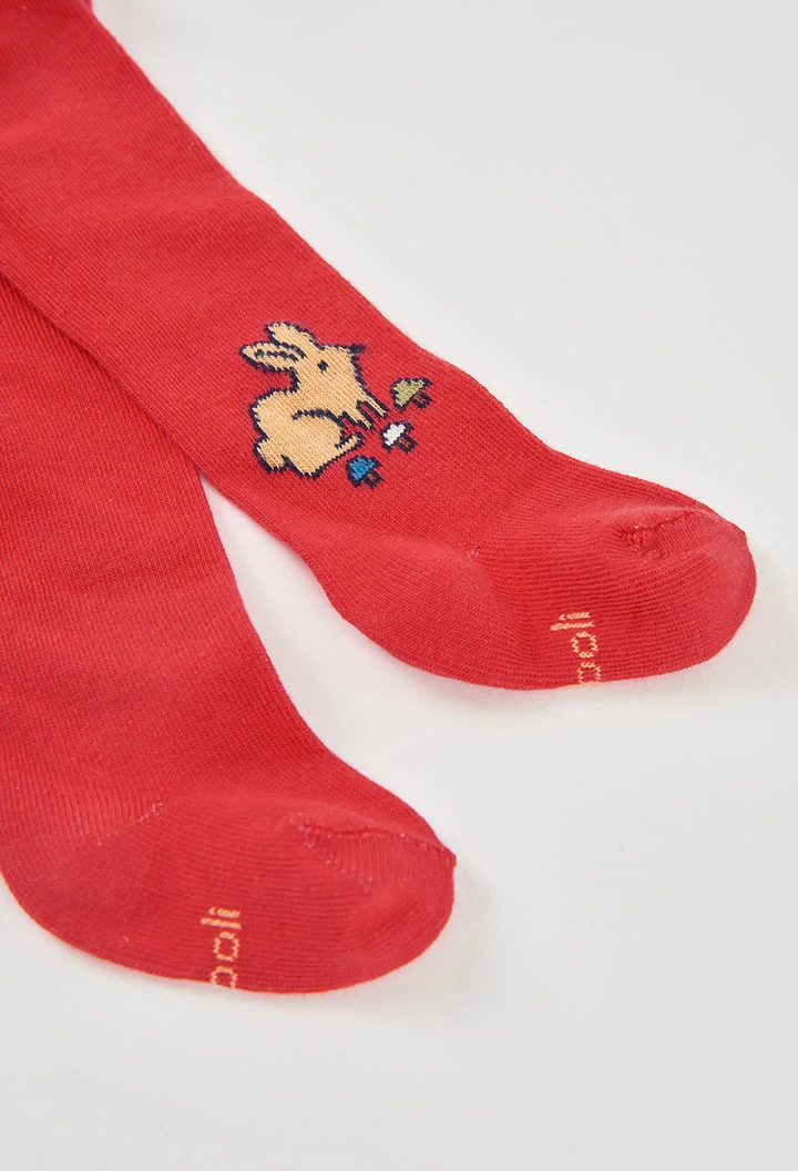 Red baby leotard with rabbit print