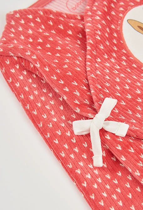 Pelele felpa bebé rojo estampado conejito