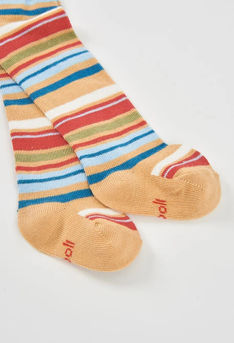 Pagliaccetto a righe multicolore rosso neonato