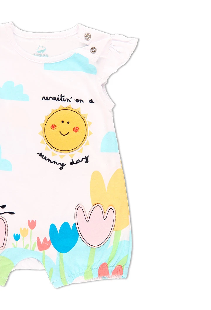 Grenouillère en tricot pour bébé fille - organique