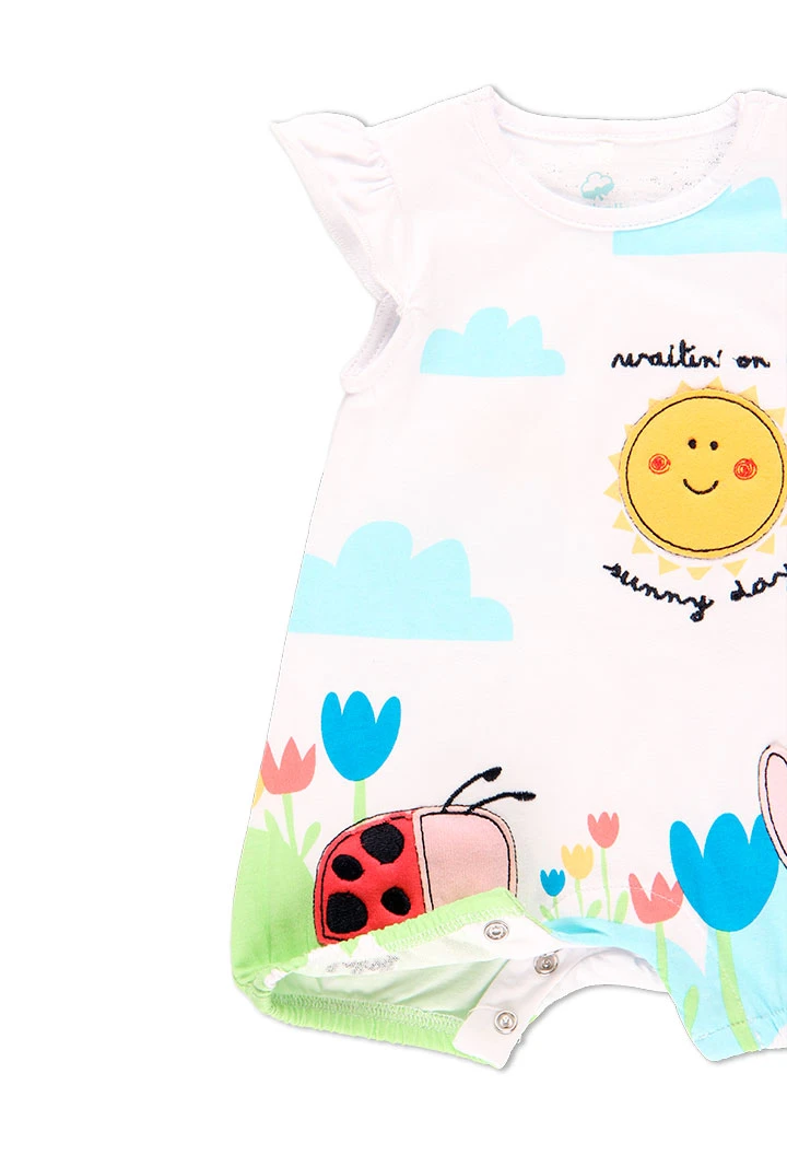 Grenouillère en tricot pour bébé fille - organique