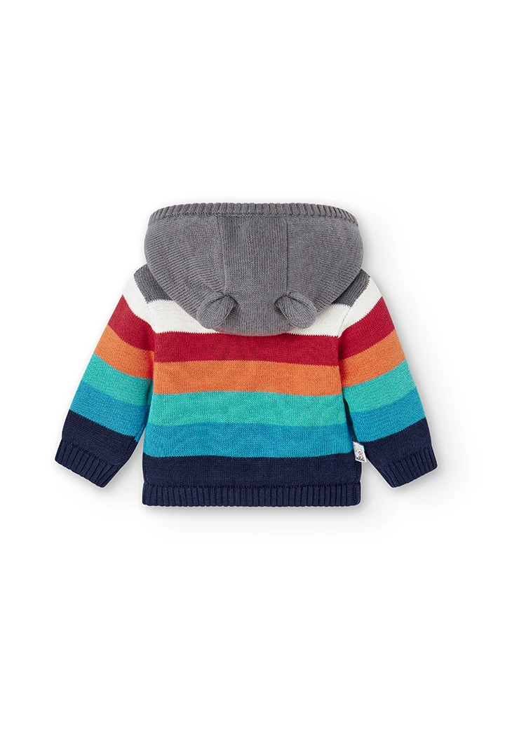 Chaqueta tricotosa listada de bebé