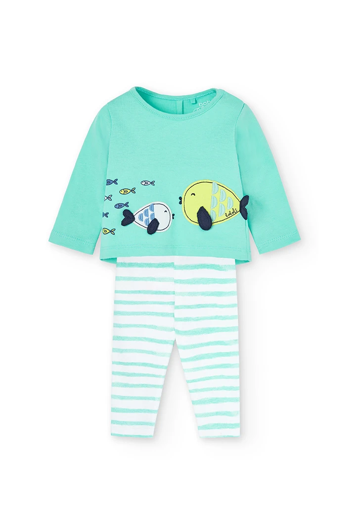 Pack en tricot bi matiere pour bébé fille