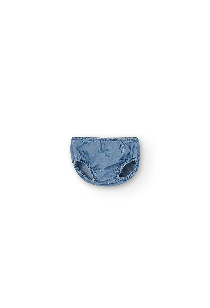 Robe en jean a bretelles imprimé pour bébé fille