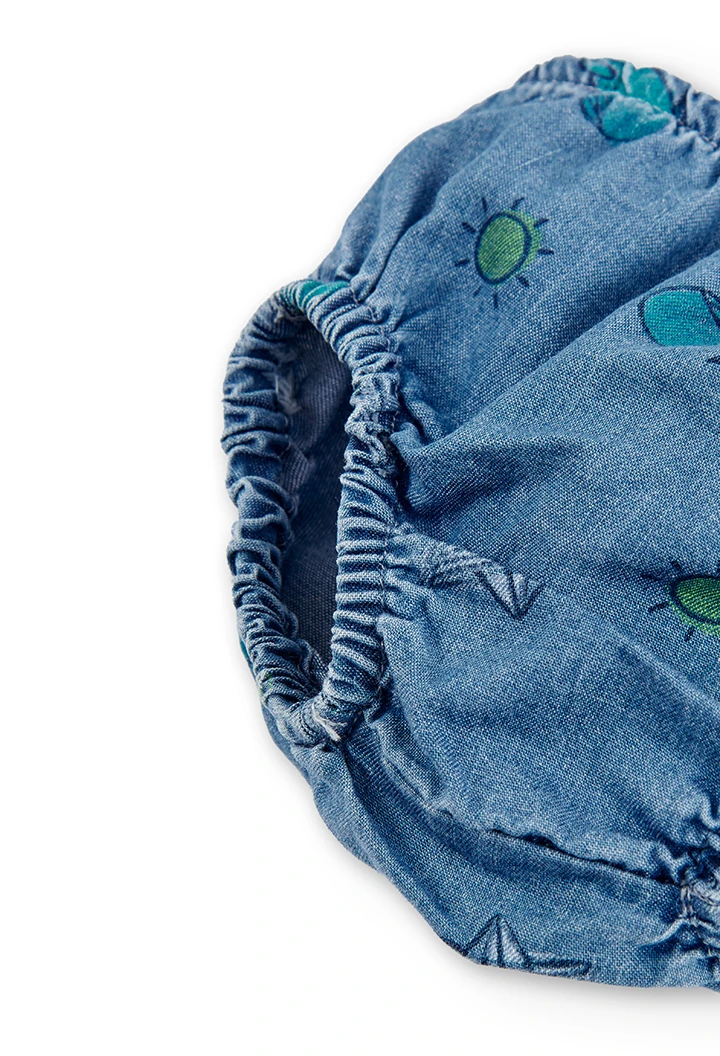 Robe en jean a bretelles imprimé pour bébé fille