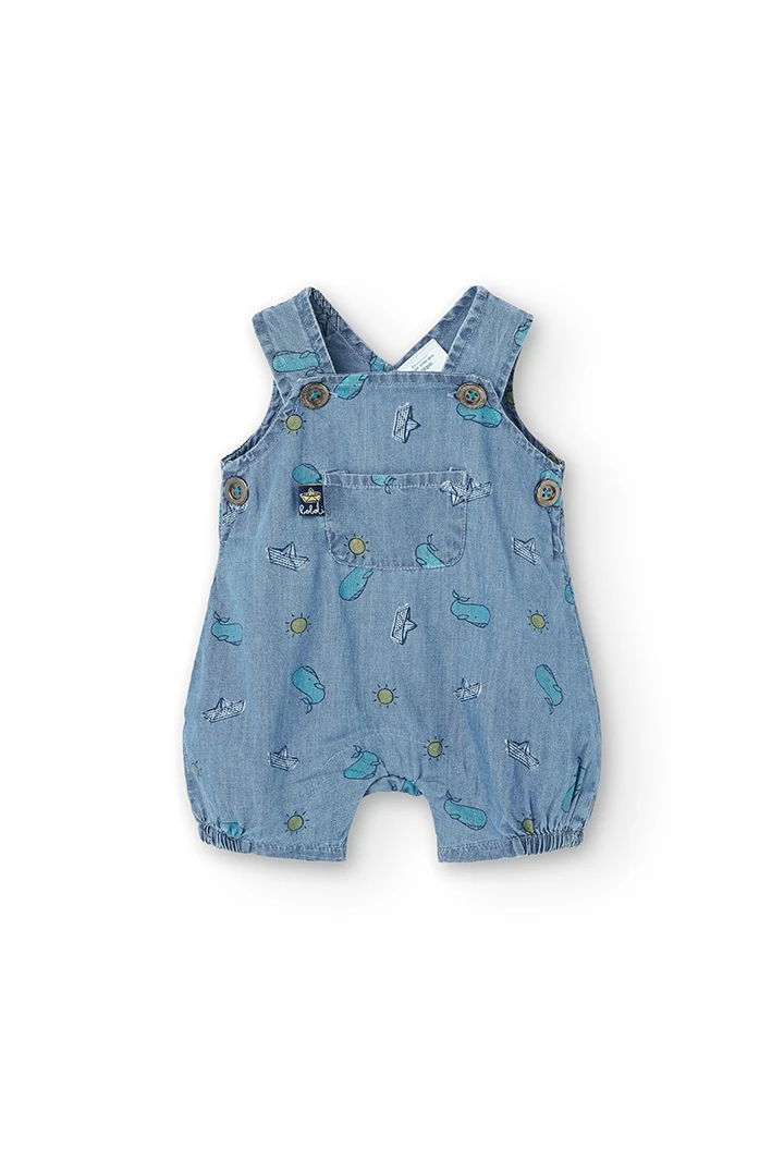 Denim dungarees printed for baby boy