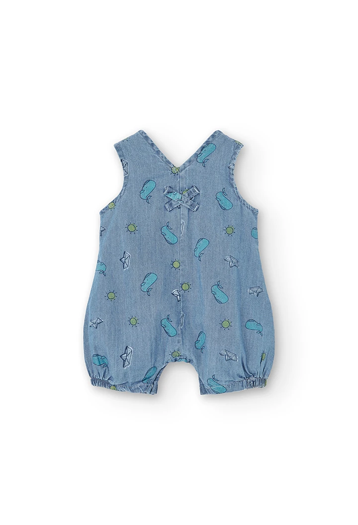 Denim dungarees printed for baby boy