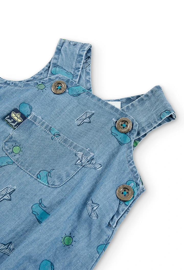 Denim dungarees printed for baby boy