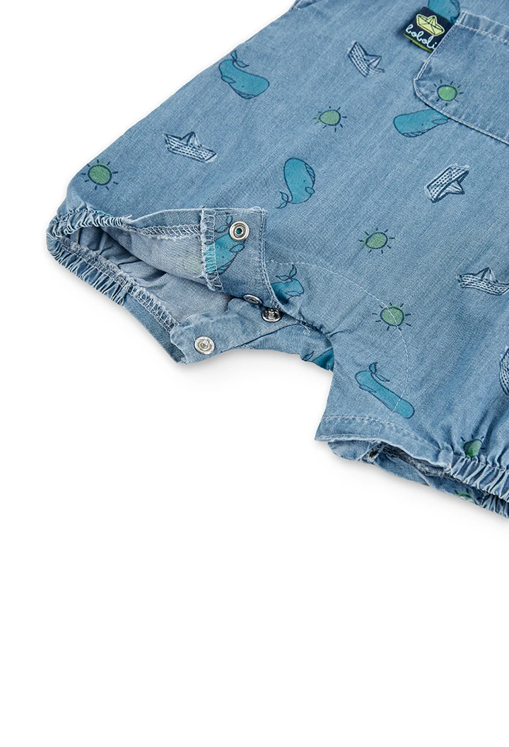 Denim dungarees printed for baby boy