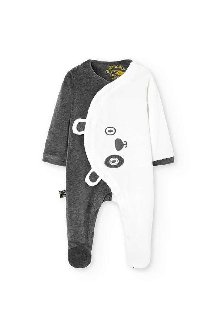 Velour play suit bicolour for baby -BCI