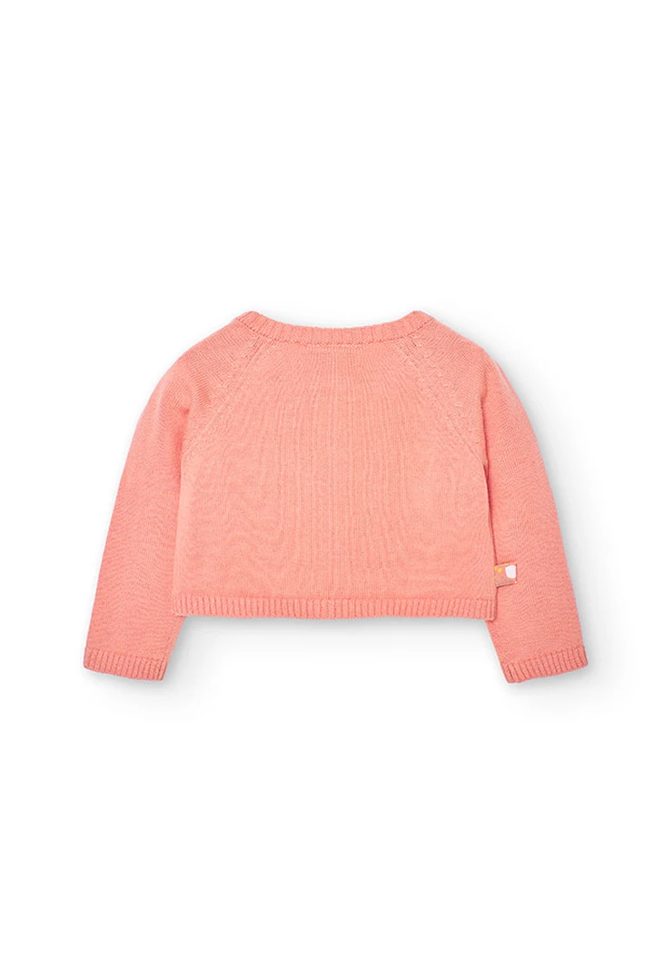 Veste tricotée pour bébé fille couleur saumon